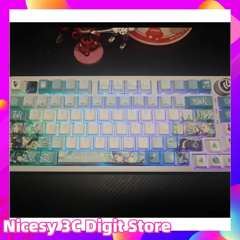 

Тематическая клавиатура серии Shirataki Glacier, механическая клавиатура из ПБТ, термосублимационная игровая клавиатура для ПК, коллекция подарочных колпачков