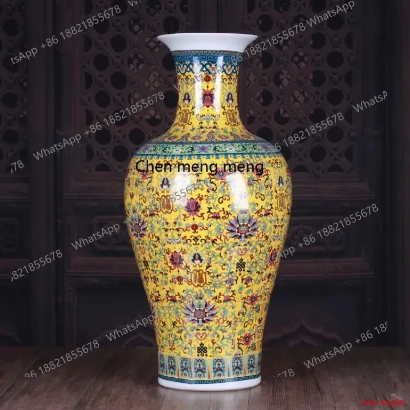 H178Large Fushou fishtail bottle Large floor-to-ceiling vase Chinese classical home decoration