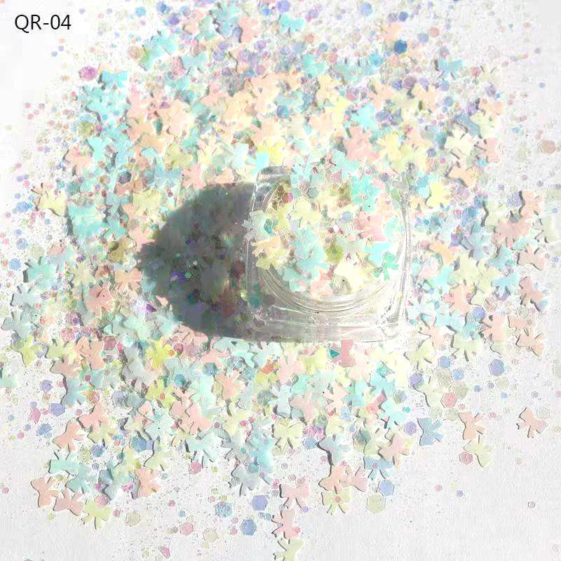 50g Mixed Nail Pastel Glitter Pink Sequins Candy Love Heart  Valentine's Day Nail Paillette DIY Manicure Chunky Pigment Glitter