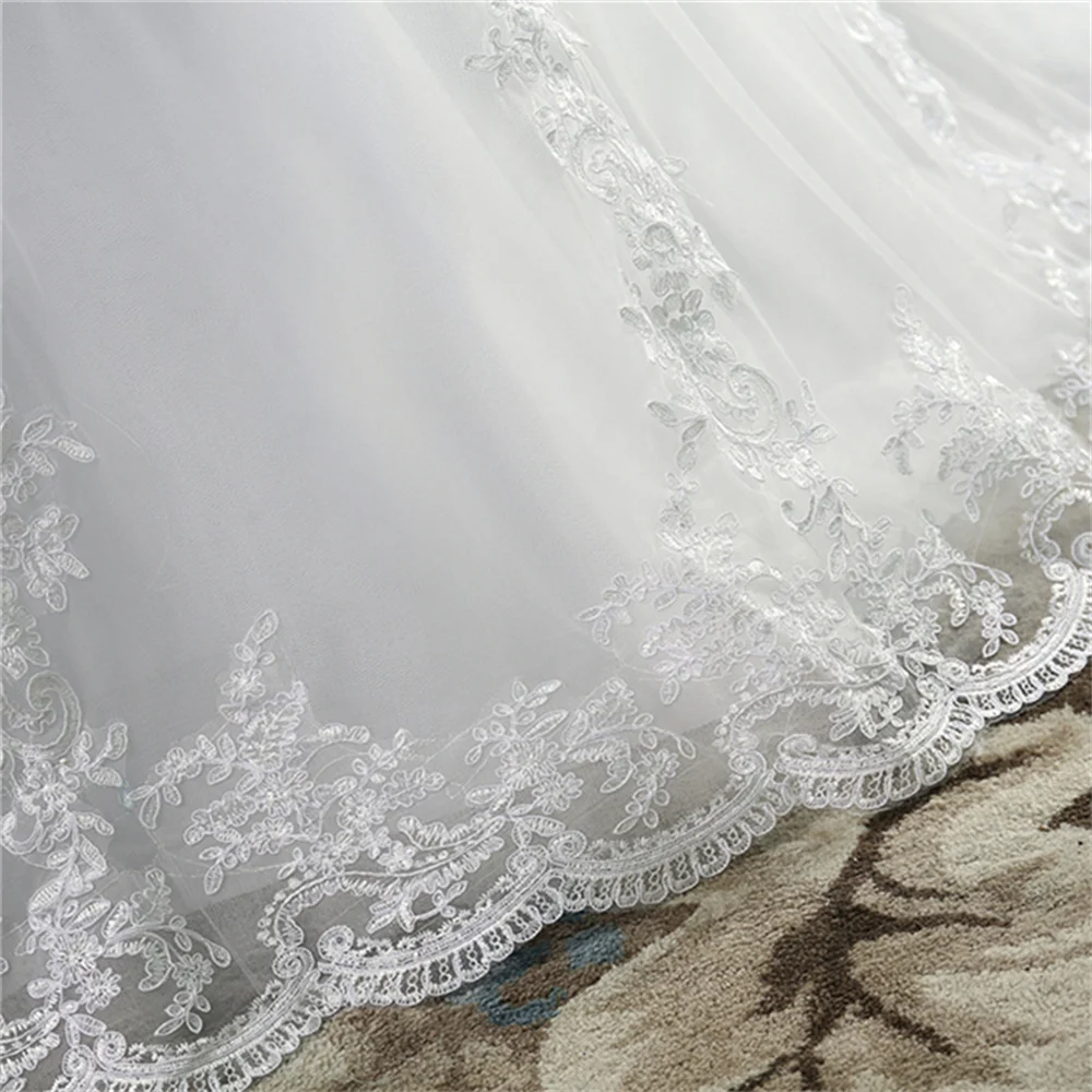 ZJ9059 فستان زفاف على شكل قلب من التول الأبيض مخصص ذيل محكمة صور حقيقية لفساتين العروس مقاس كبير جودة عالية #5