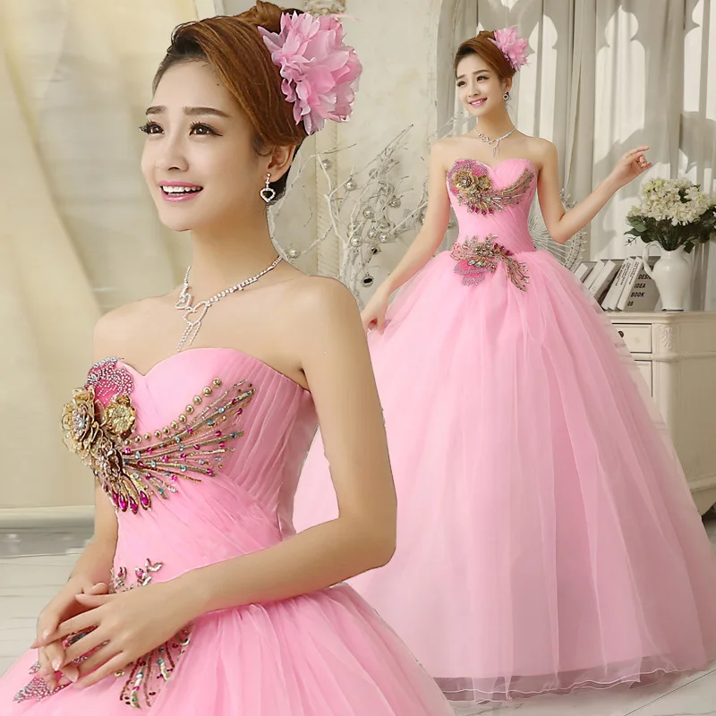 New Quinceanera Dresses Strapless Tulle Flowers Ball Gown Beading Sleeveless Candy Color Vestido De Debutante Customized