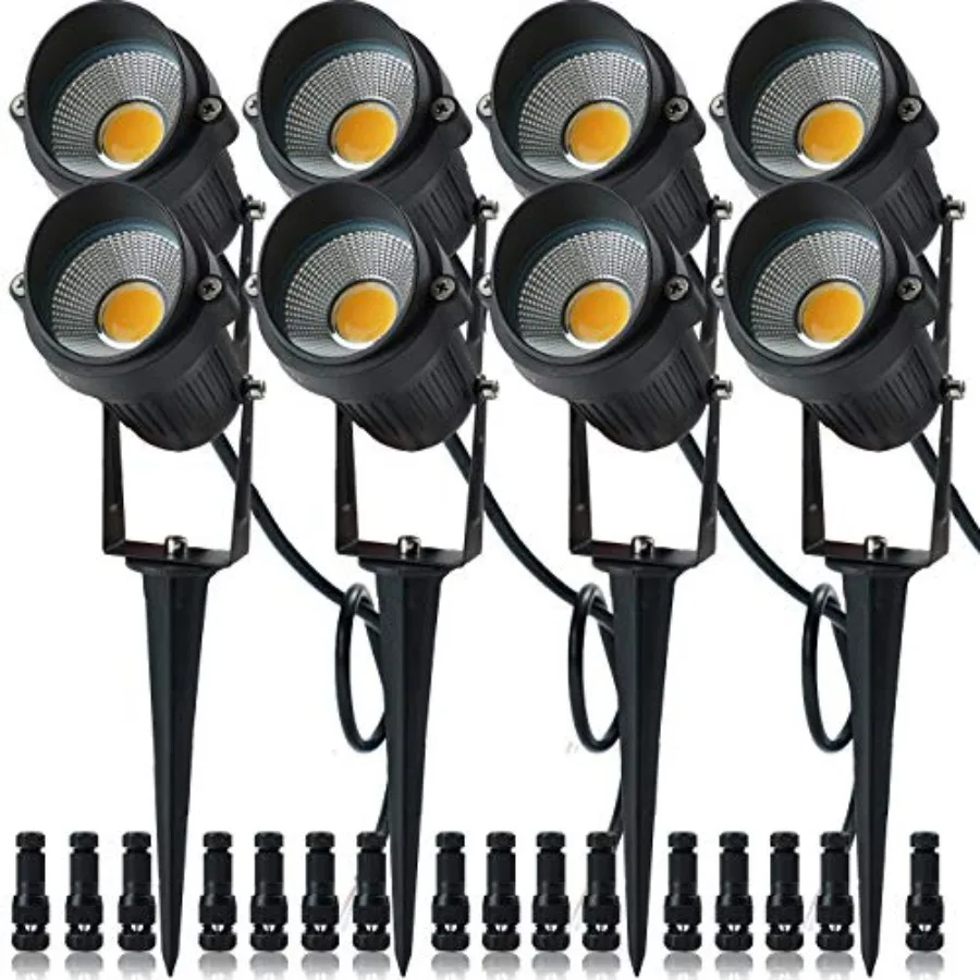 

5W Low Voltage LED Landscape Lights12V/24V AC/DC Landscape Lighting Outdoor Lawn Tree Flag Spotlights with Spike Stand IP65 Wat