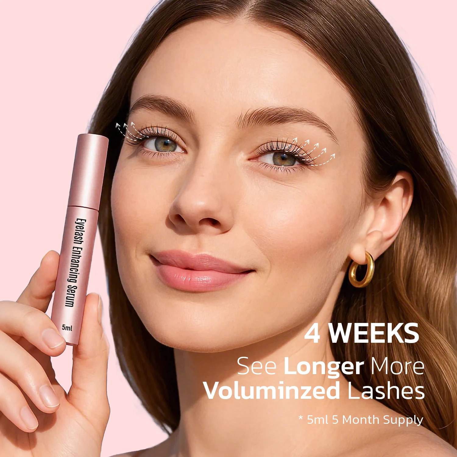 래피드 속눈썹 강화제 고급 펩타이드 세럼, 더 길고 풍성하고 두꺼운 속눈썹을 위한 자연스러운 속눈썹 연장 컨디셔너 - 5ml