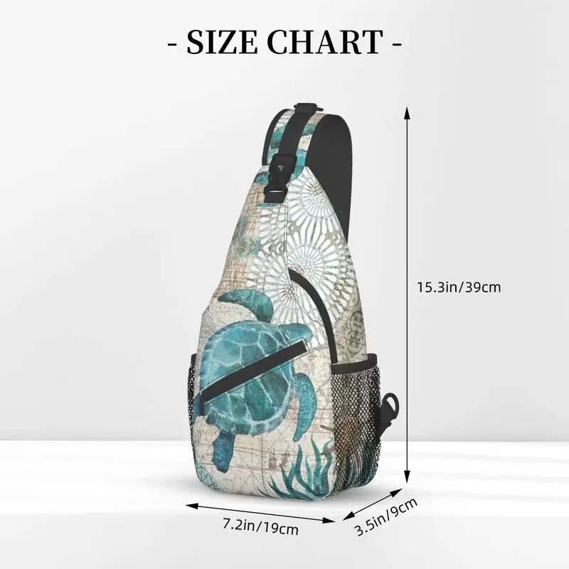 Maßge schneiderte Vintage Meeres schildkröte Schulter taschen Männer coole Meeres lebewesen Schulter Brust Cross body Rucksack Radfahren Camping Tages rucksack