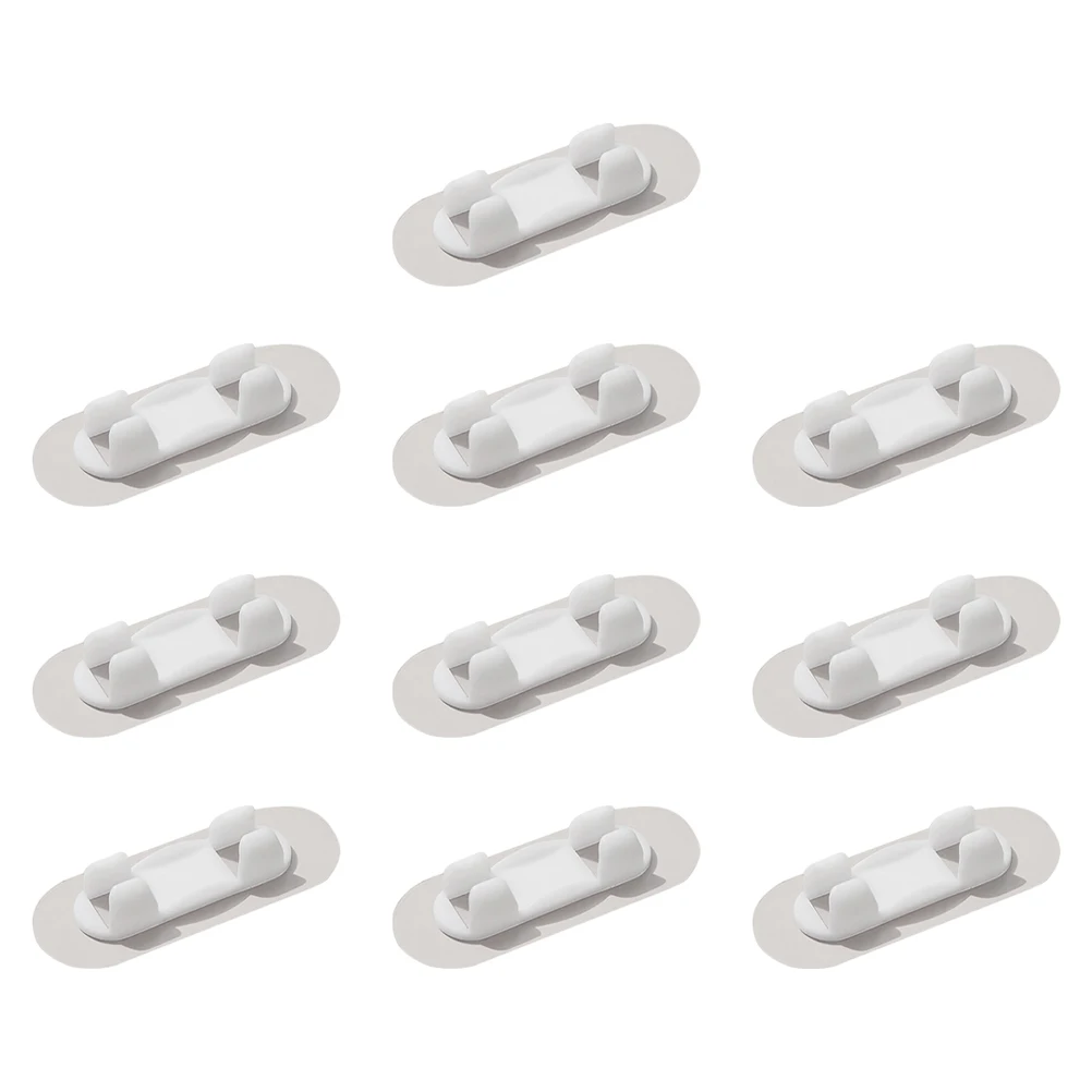 

10pcs Self Adhesive Cable Manager Wire Organizer Household Power Supply White Plastic Small Size Lightweight Easy Storage Long