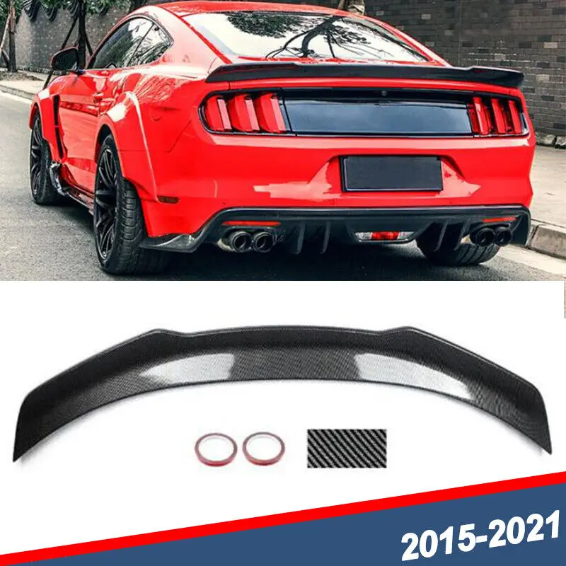 

For 2015-2021 Ford Mustang GT H-Style Carbon Fiber Look Rear Trunk Spoiler Wing United States