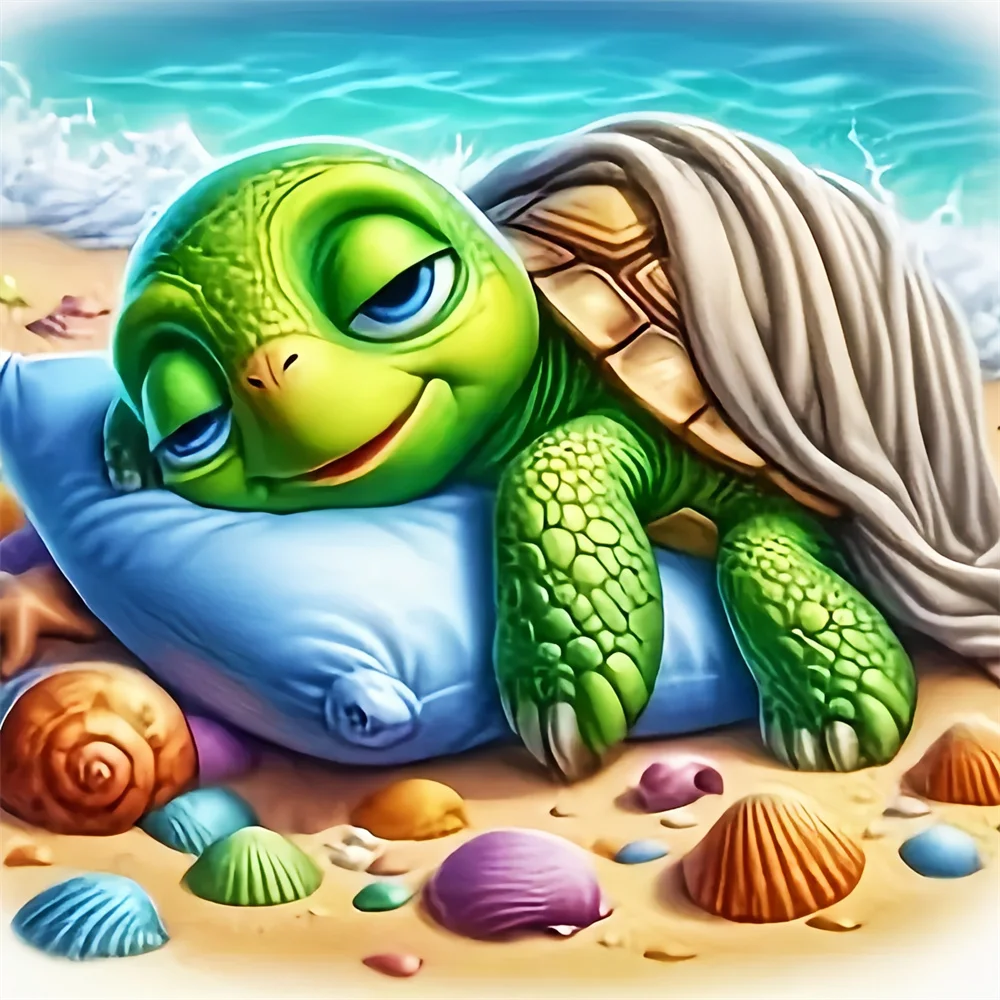 EverShine Diamond Painting Tortoise Cartoon Beach New Collection 2025 Diamond Mosaic Animal Seaside Craft Supplies Surprise Gift