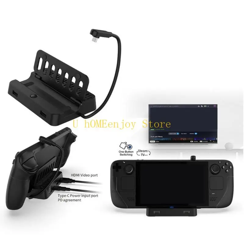 B0KF Game Console Docking Station Base Stand Hub Holder حامل Dock لـ SteamDeck