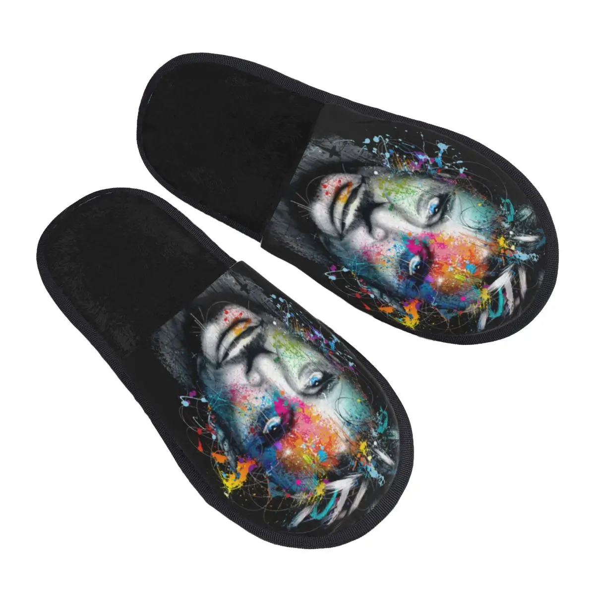 Johnny Hallyday Soft Scuff With Memory Foam Slippers Women French France Singer Bedroom House Shoes