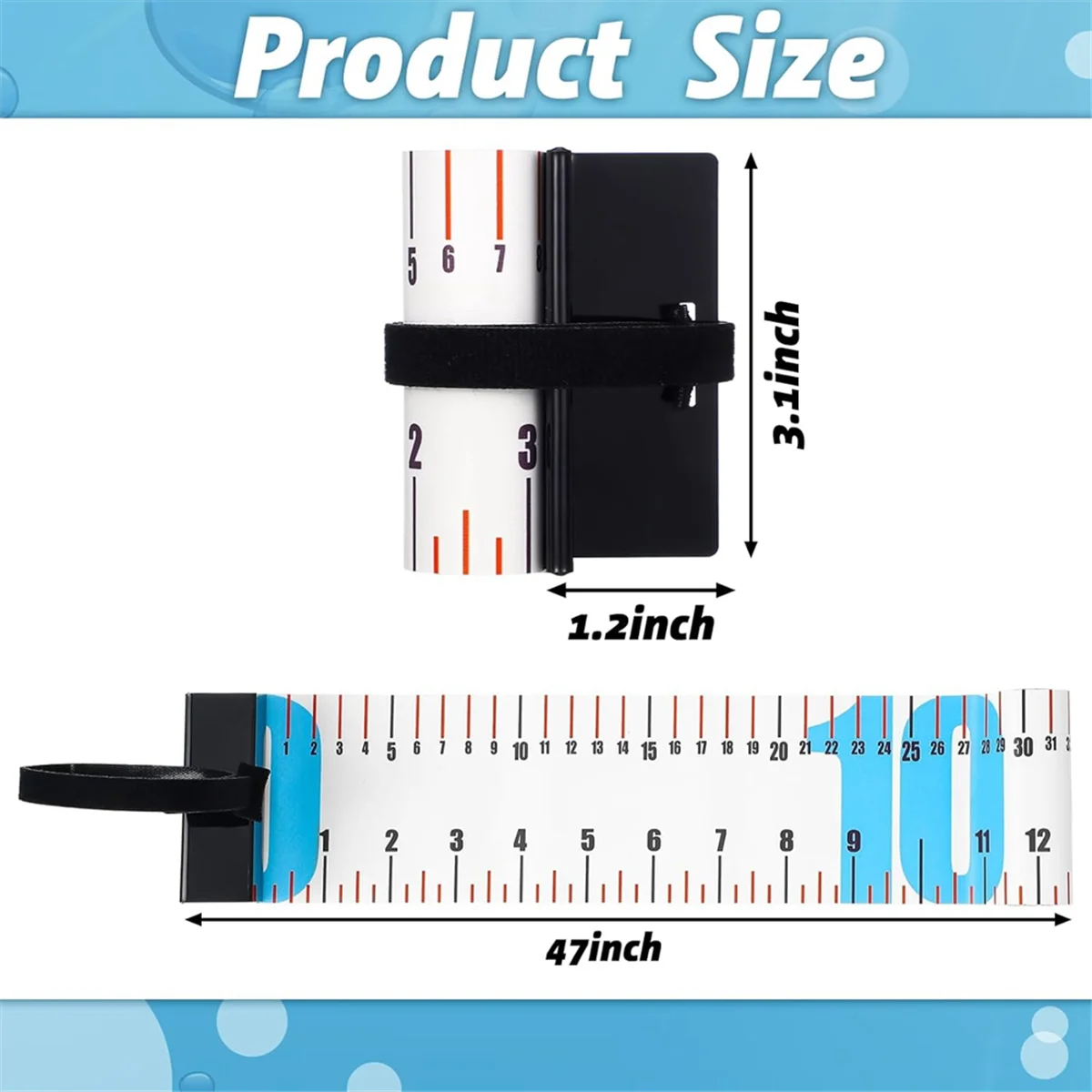 ABJZ 2 قطعة 47 بوصة الصيد حاكم الصيد أشرطة القياس أداة للقارب مقاوم للماء المحمولة نشمر للطي حاكم مع عثرة المجلس