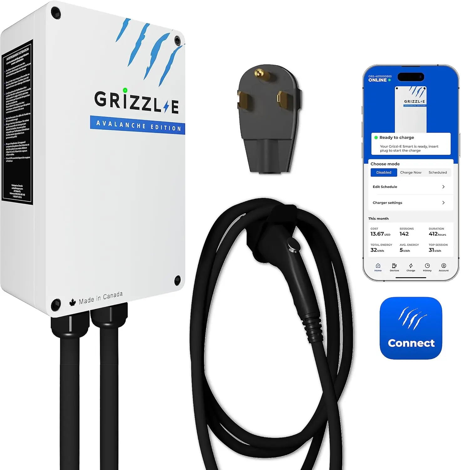 

Зарядное устройство для электромобилей Smart Level 2, 240 В/40 А, сертифицированное UL, станция быстрой зарядки для внутреннего и наружного использования с вилкой NEMA 6-50