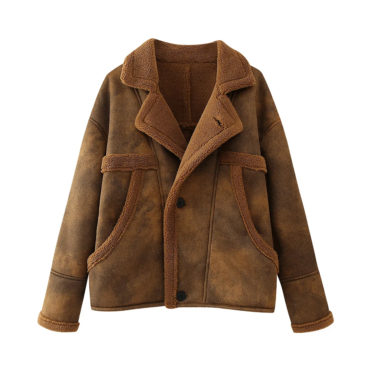 Thick Lamb Wool Women's Winter Loose Leather Jacket