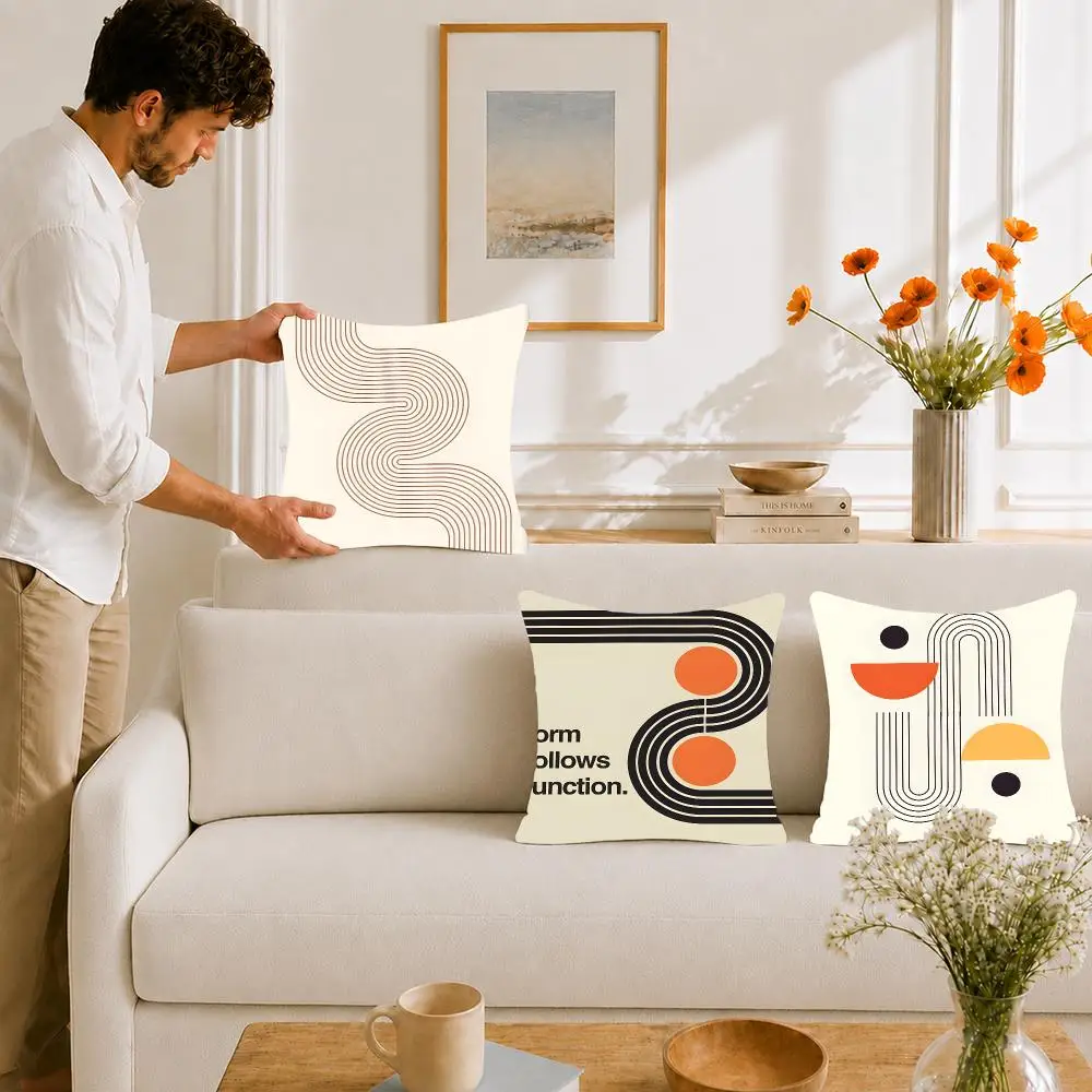 Art Design Creative Abstract Line Cushion Cover Portable floor cushion for travel Yoga Minimalist text 2way tricot