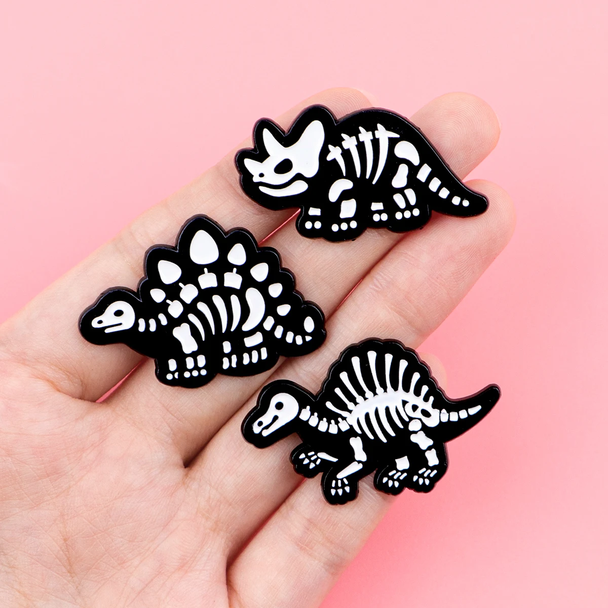 Dinosaur Skeleton Enamel Pin Cartoon Brooch Pines Lapel Pins Halloween Badges Clothing Accessories Punk Jewelry Collection Gifts