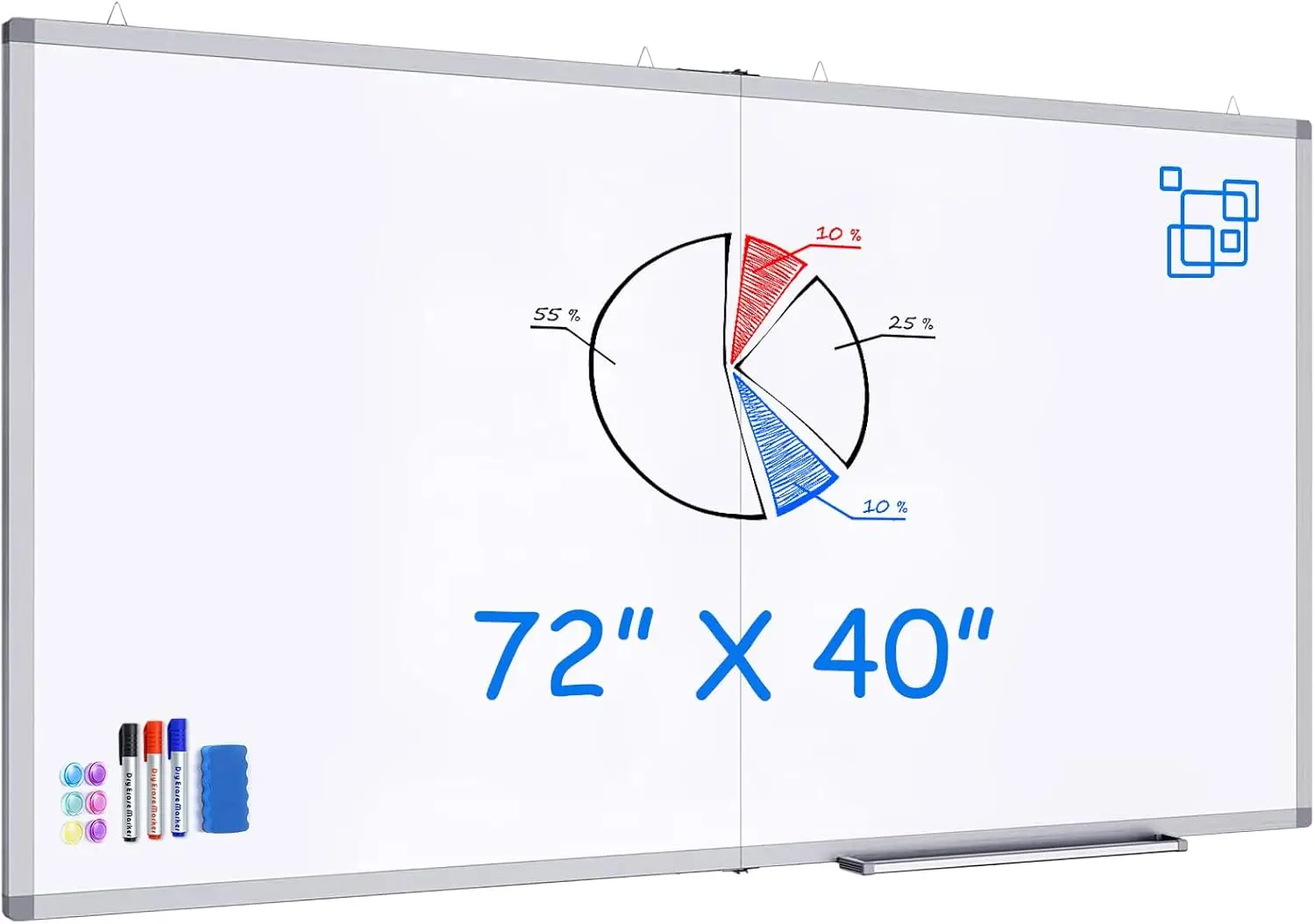 

Large Magnetic Dry Erase Board 72x40 Inch with Aluminum Frame, Foldable Portable Whiteboard for Office School Home