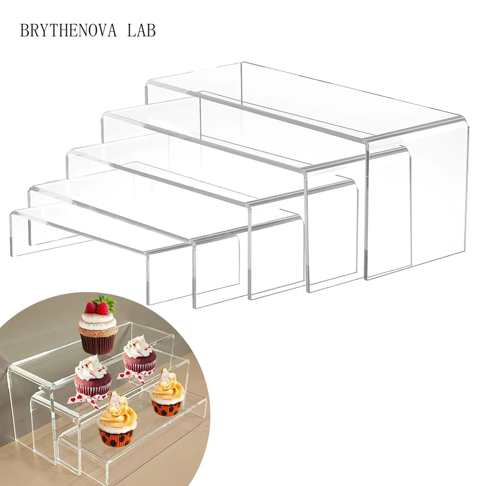 Clear Acrylic Display Stand for Cupcake, Jewellery and Perfume, U-shape Shelf Display for Blind Box Toy, Action Figure