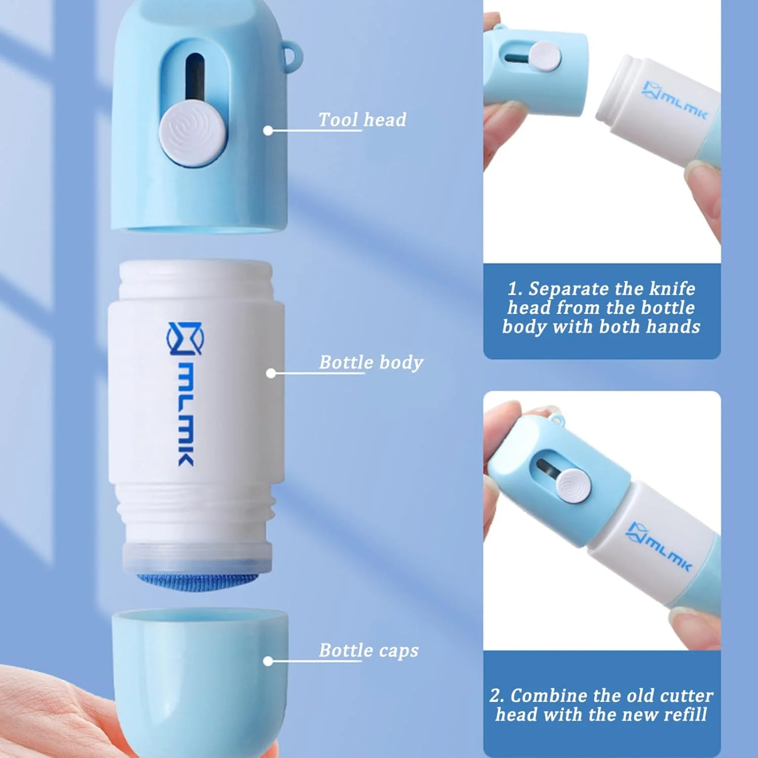 Durable 2 In 1 Box Opener Knife & Label Eraser Fluid Privacy Protection Data Remover for Thermal Paper Express Label