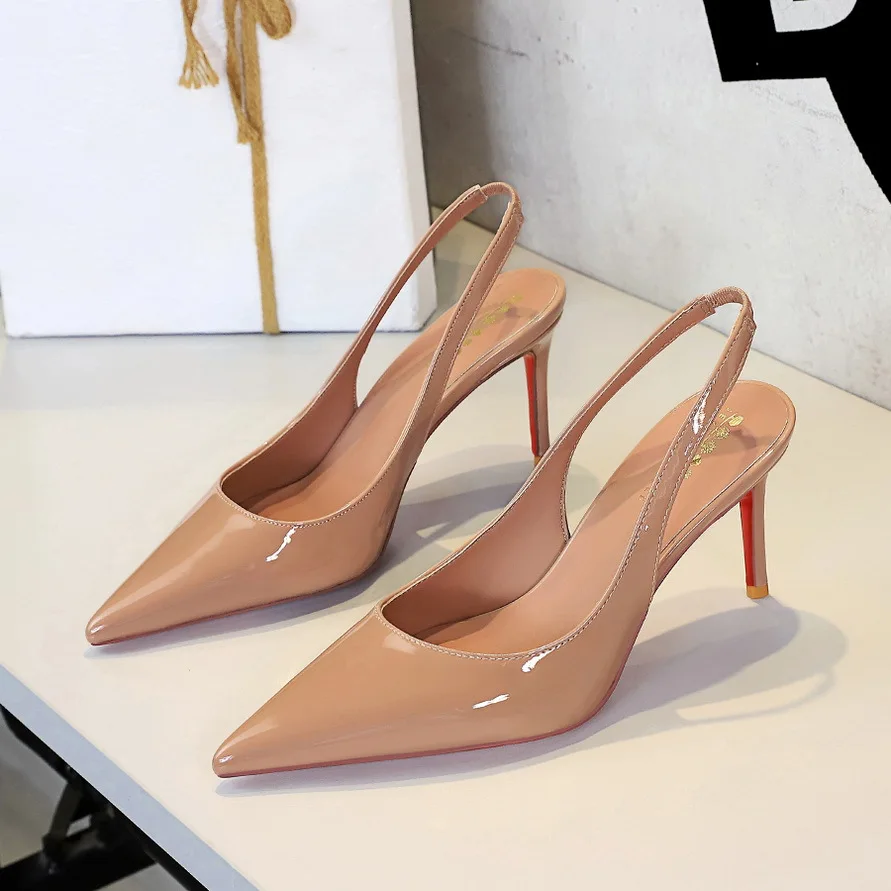 High heels 2026 spring minimalist high heels patent leather high heels women's shoes shallow mouth slim single order shoes women