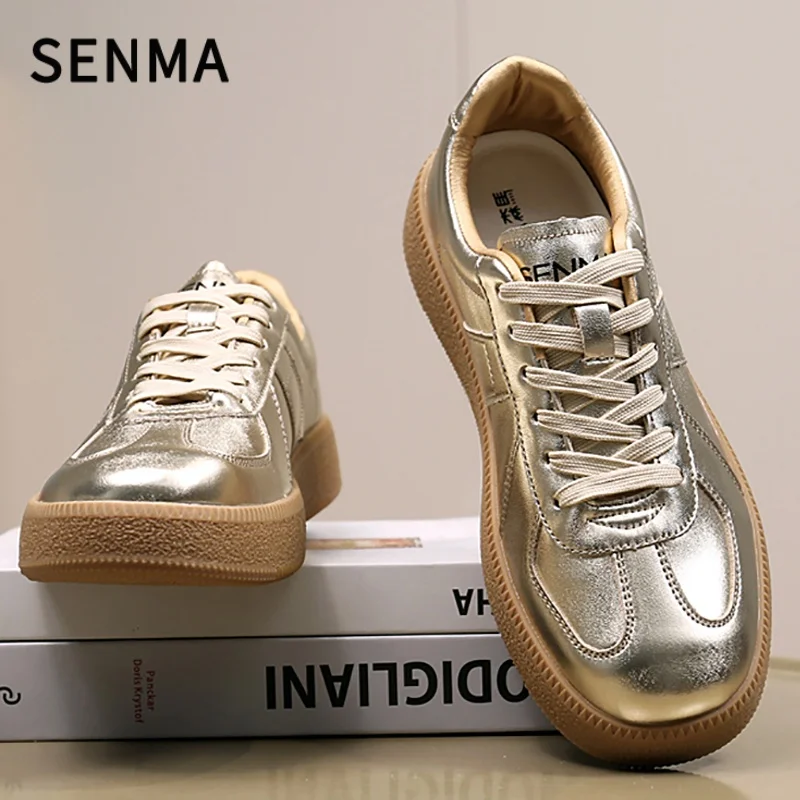 SENMA Men's and Women's Casual Sneakers Breathable Non-Slip Tennis Walking Shoes Leather Suede Flats Shoes Women Sports Shoes