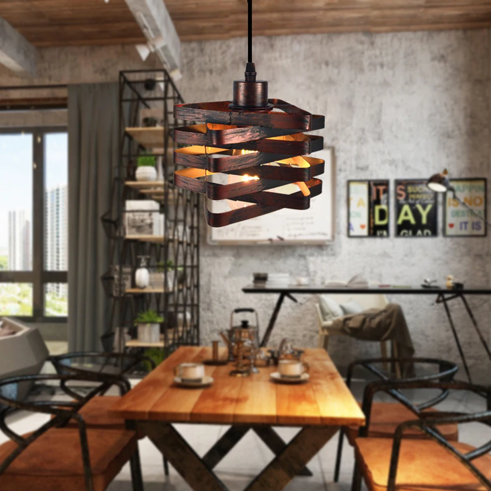 

Vintage Iron Rust E27 Pendant Lights Nordic Industrial Wind Loft Hanging Lamp For Restaurant Kitchen Bar Living Room Home Decor