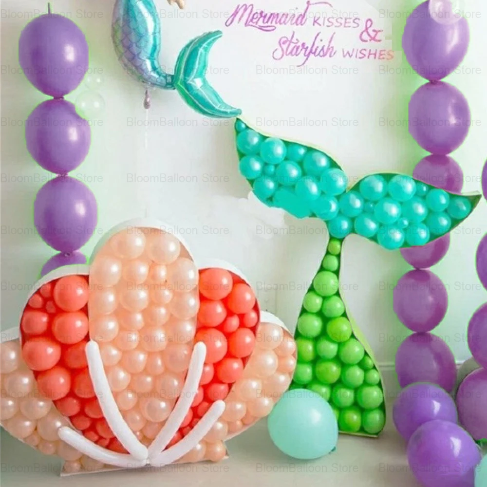 Mermaid Tail Shell Balloon Frame Balloon Filling Box for Birthday Decoration Girl Mermaid Theme Party Baby Shower Wedding Decor