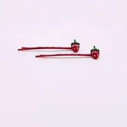 2 Pcs Children's Red Strawberry Cherry Orange Carrot Metal Hair Clips Cute Fashion Hairpin Simple Bangs Word Clip Headdress