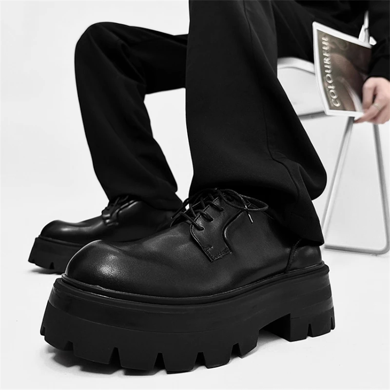 

Zhang Jie Paris Thi Bot Heightening oes Men's High-End Briti Sle round Head Busin Casual Leather oes