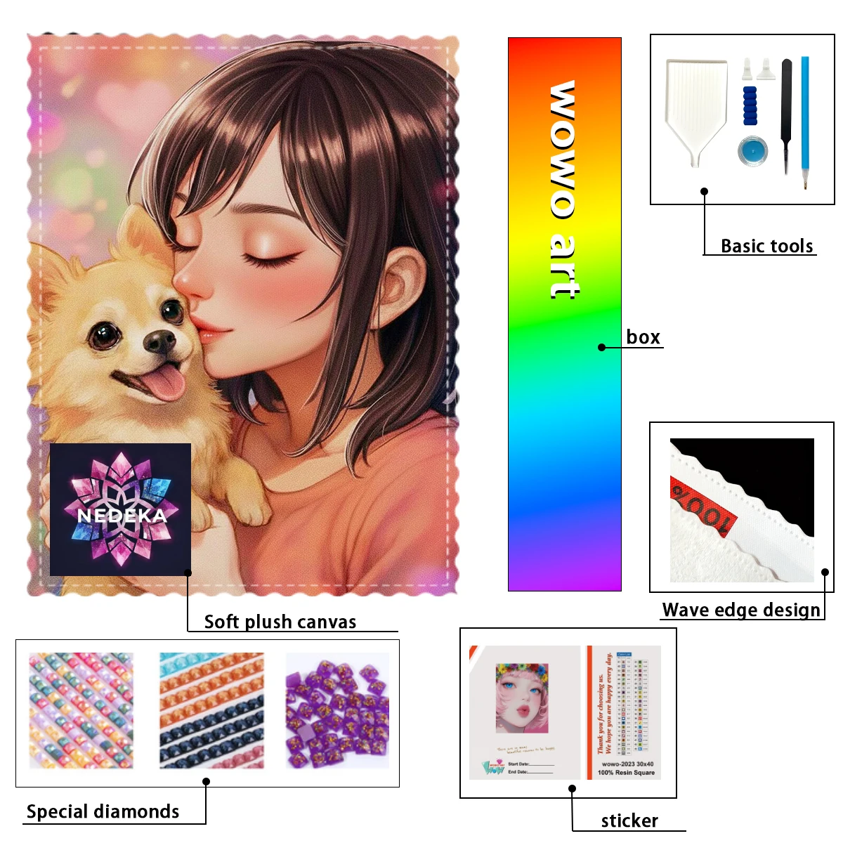

【NEDEKA_ Diamond Art】Kiss my little dog AB Rhinestone FD Rhinestone Perfect Resin Diamond