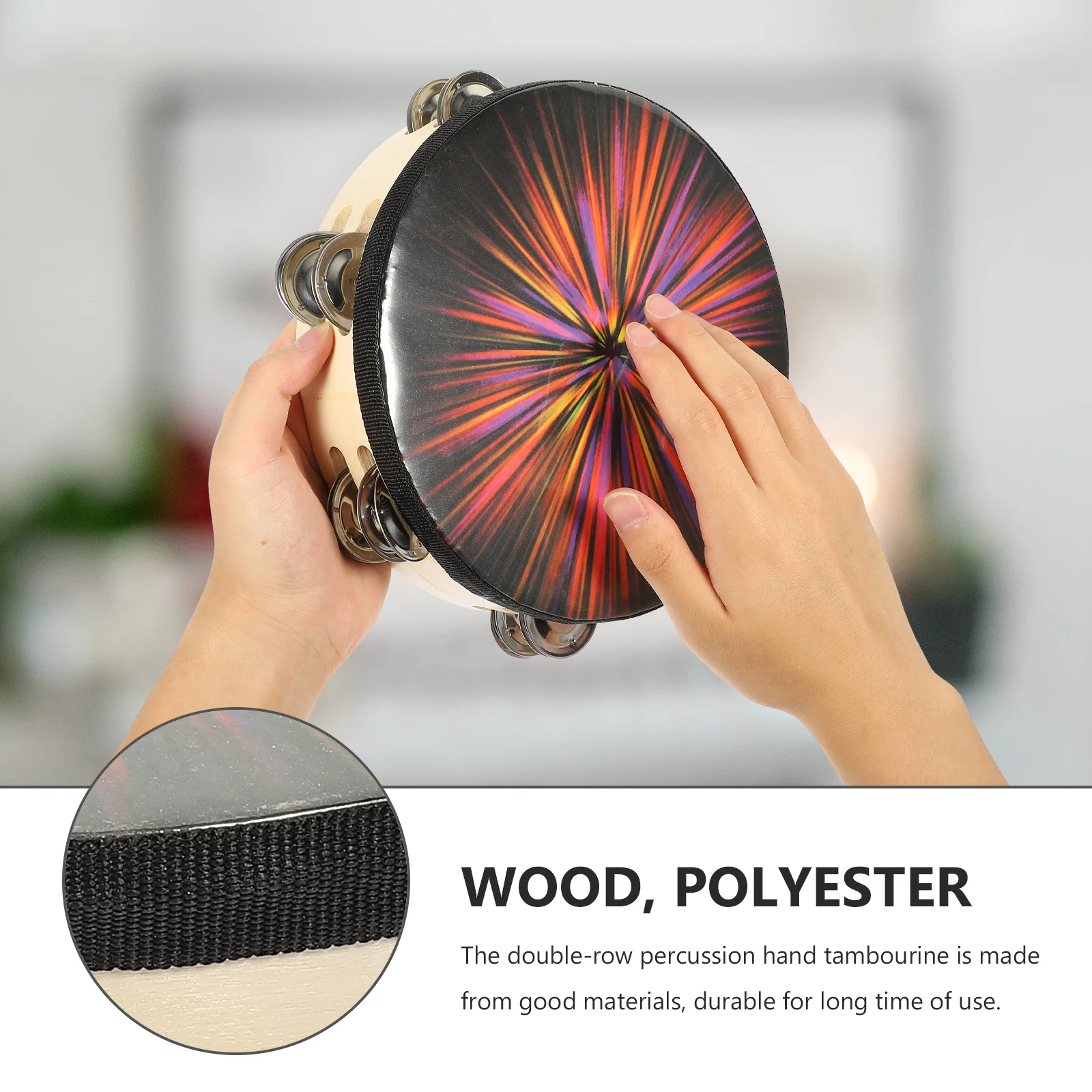 

2 Pcs Colorful Drum Percussion Early Education Learning Toys Hand Instruments Tambourine Double- Children Wood Kids