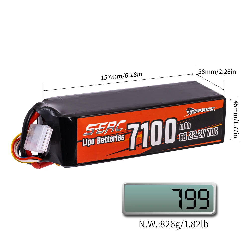 SUNPADOW 6S 22,2 V RC Lipo Batterie 7100 mAh 9500 mah mit XT60 XT90 für RC Flugzeug Flugzeuge Quadcopter Drone FPV Hubschrauber Racing – Detail 5