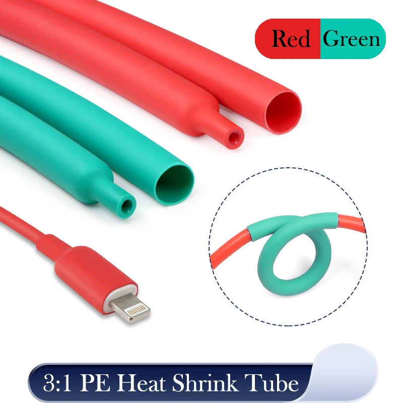 

Red/Green Dia 1.6/2.4/3.2/4~39mm 3:1 With Glue Heat Shrink Tube Double Wall Heat Shrinkable Tubing Polyolefin Insulated Sleeve