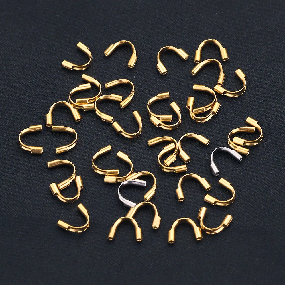 50pcs Stainless Steel Gold Plated Loops Clasps U Shaped Wire Protector Fastener for DIY Jewelry Making Supplies Crafts