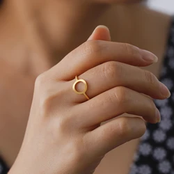 Skyrim Women's Stainless Steel Minimalist Geometric Hollow Ring Minimalist Open Ring 2025 Fashion Jewelry Birthday Gift