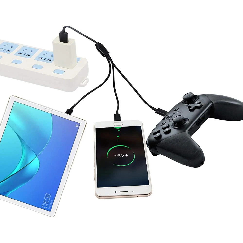 1M/3FT USB 2,0 Typ A Stecker auf 3 Micro USB 5 Pin Männlich Splitter Y Daten Sync und Lade Connector Adapter Kabel für Android (Schwarz)