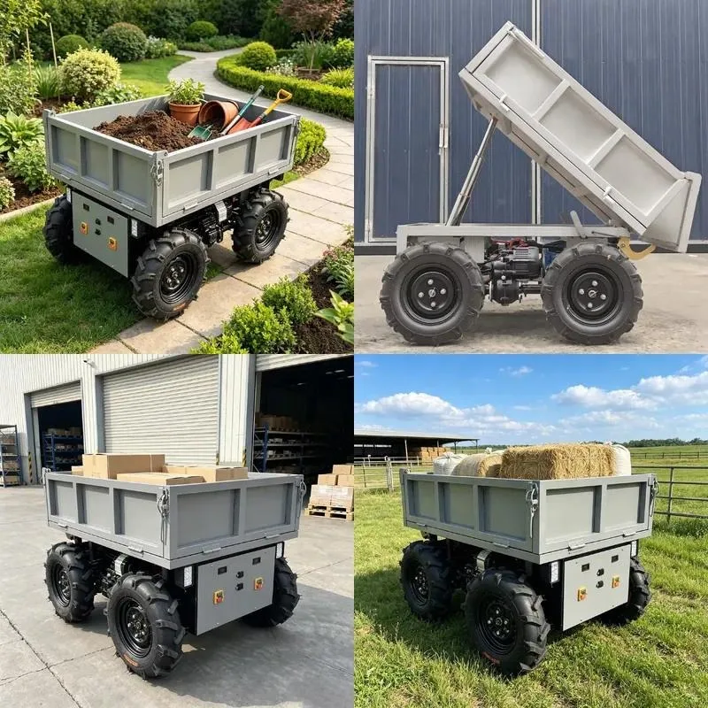 K600 Hydraulic Electric Mini Dump Truck 4WD Micro Transporter Small Garden Power Trolley Agricultural