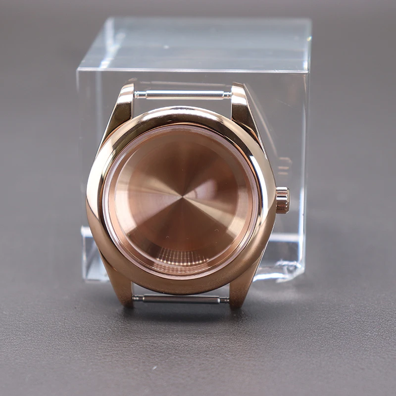 

NH35 36mm 40mm Round Edge Watch Case Sapphire For Oyster Seiko NH35 NH36 NH34/38 Miyota8215 Movement 28.5mm Dial Rose Gold 10ATM