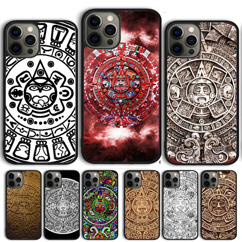 Mayan Calendar Wood Pattern Phone Case Cover For iPhone 15 16 14 13 12 Pro Max mini 11 Pro Max XS XR Plus Coque Shell