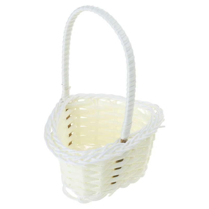 Woven Basket Basket with Handles Hand-Woven Flower Baskets for Women Girl Dropship