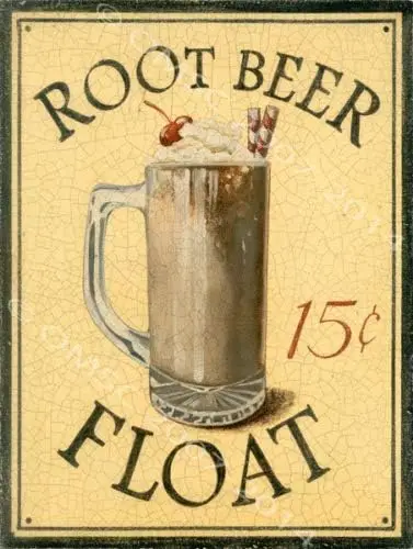 Retro Vintage Root Beer Float 15c Home Bar Pub Kitchen Restaurant Wall Deocr Plaque Signs 12x8inch