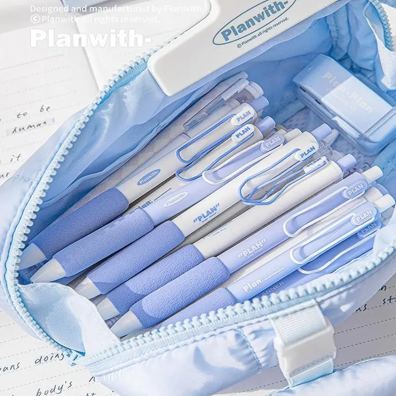 Planwith Sponge Soft Grip Pen Set 0.5mm Ins Style Quick Drying Black Gel Pens, Lightweight Cloud Not Scratchy Sign Writing Tools