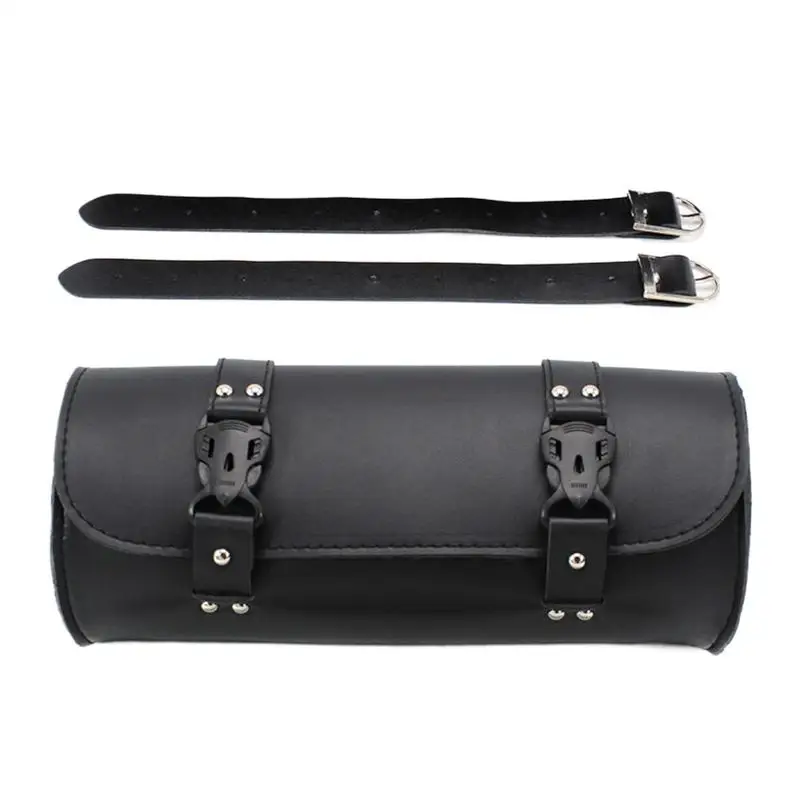 Motorcycle Bar Bag PU Leather Motorcycle Side Bag Waterproof Dirty Bikes Saddlebags Tool Vintage Pouch With Straps For Water