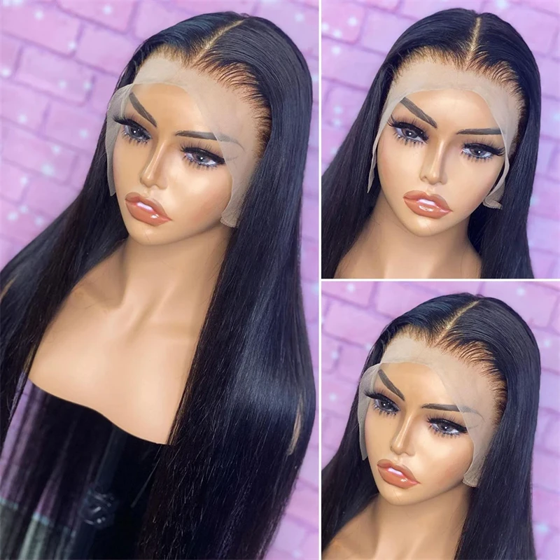 13x4 13x6 HD Transparent Lace Front Human Hair Wigs PrePlucked Brazilian Straight Lace Frontal Wig For Black women