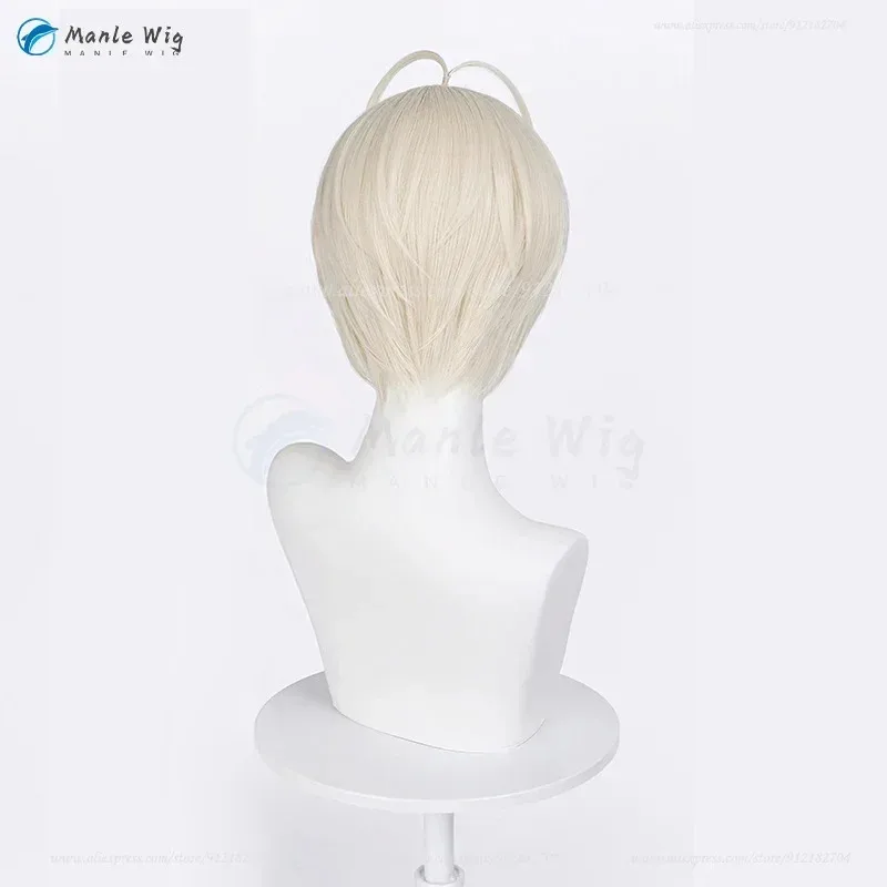 Pelucas de cosplay de Anime Kasugano Haruka para hombre, peluca corta dorada gris claro, accesorios de fiesta para el cabello resistentes al calor, peluca cap72b