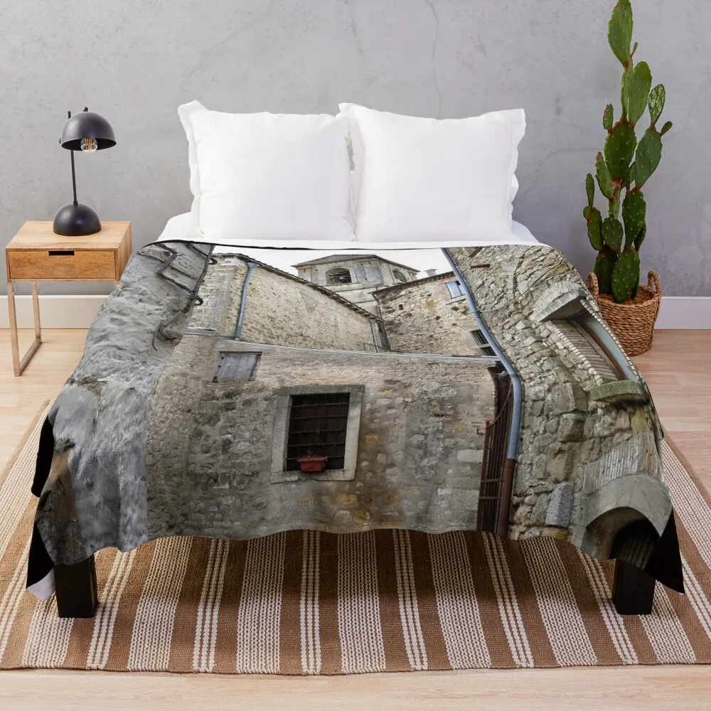 Bovino, Picturesque Glimpse of the Historic Center Throw Blanket Decorative Throw Warm Blankets