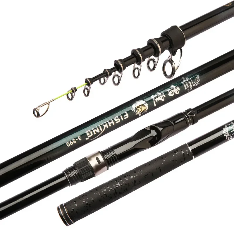 

High Quality Fishing Rod High Carbon Fiber Telescopic Black Handle Stream Pole 2.4 3.0-5.4M Travel Carp Rod Super Light Hard