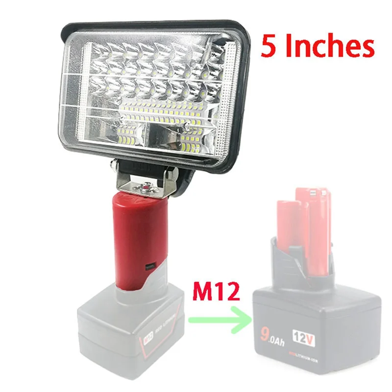 Luz de trabajo LED portátil A96I para batería de 12V, linterna ajustable de 7200LM 144W, luz de inundación alimentada por batería inalámbrica