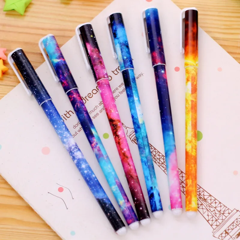 10Set 6Pcs/Set Wholesale Creative Star Night Color Gel Ink Pen Hot Kawaii Gel Pens Kawaii School Supplies Students Pens