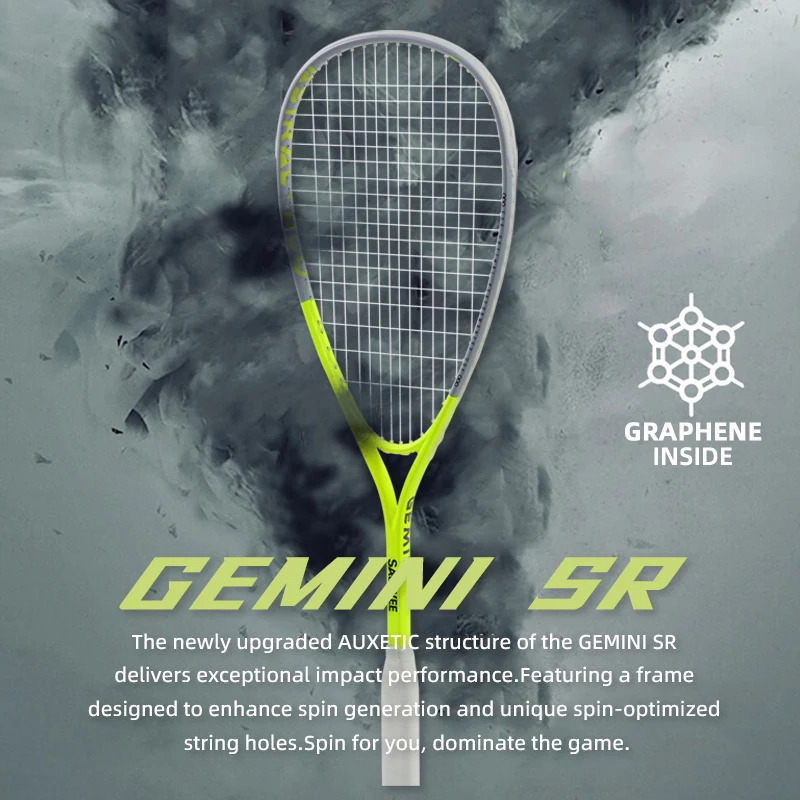 [Gemini SR] Carbon Squash Racket, 14/19 Wire Bed for Enhanced Control – Ideal for Beginners, Holidays Gift for Squash Players