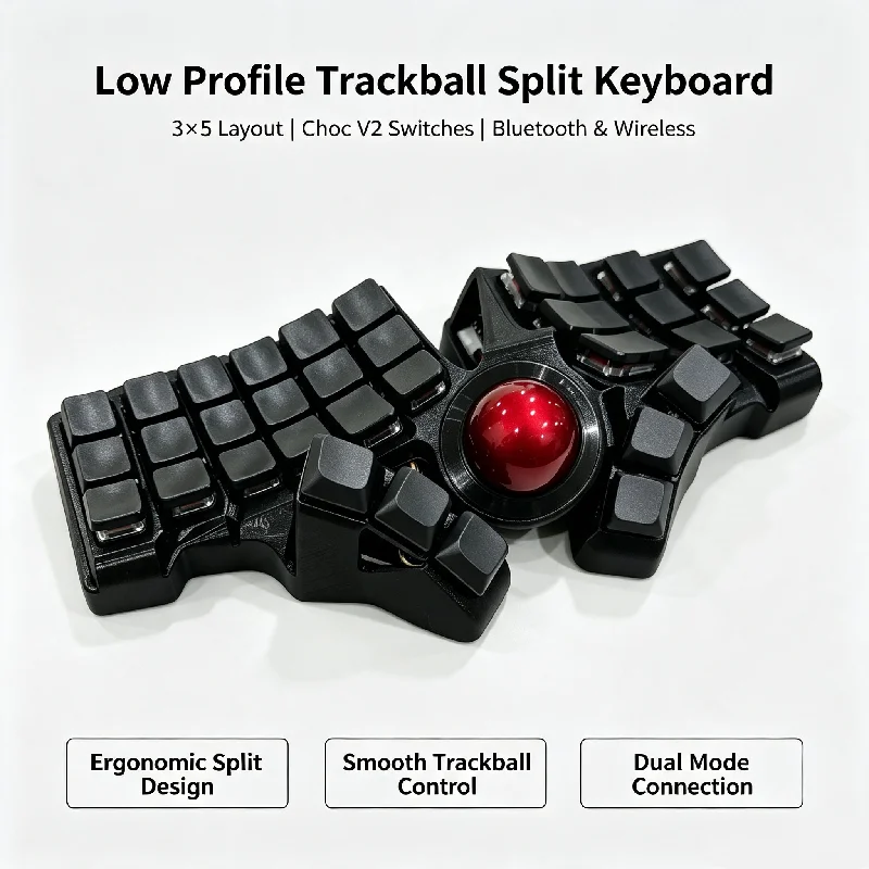 Choc V2 Charybdis Nano Mod Trackball Split Keyboard Low Profile Bluetooth Wired Dual-mode Hot Swap Ergonomics Wireless Zmk