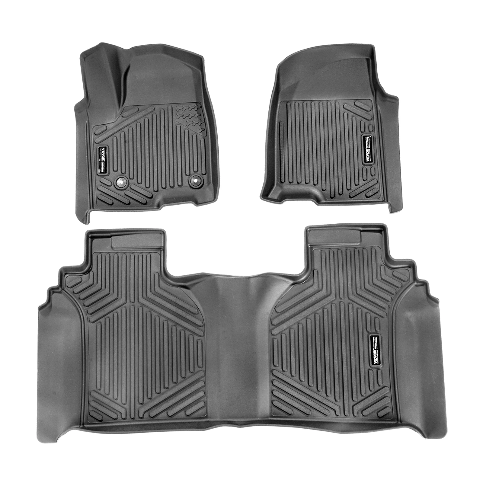 VEVOR Automotive Floor Mat Fit for Chevrolet Silverado/GMC Sierra 1500, 3 pcs Front and 2nd Row Liners Fit TPE Vehicle Floor Mat